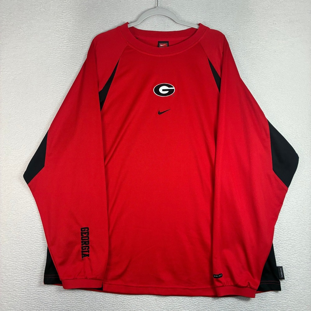 Vintage Nike Center Swoosh Georgia Bulldogs Shirt Men 2XL Red Black Long Sleeve